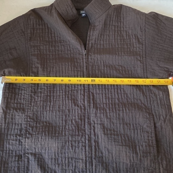 Eileen Fisher Lightweight Brown Textured Zippered Jacket Size Large - Picture 7 of 11